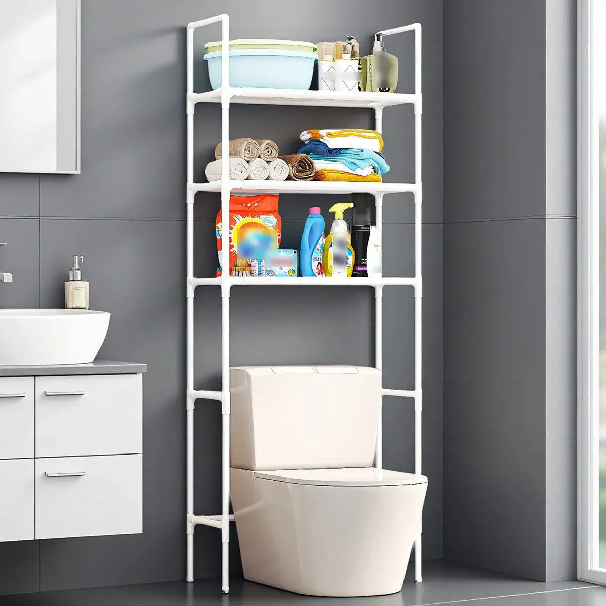 1-Piece Over-Toilet Storage Rack, White