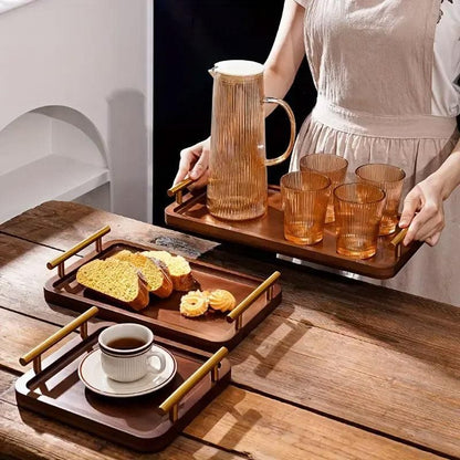 1-Piece Brown Rectangular Serving Tray