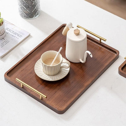 1-Piece Brown Rectangular Serving Tray