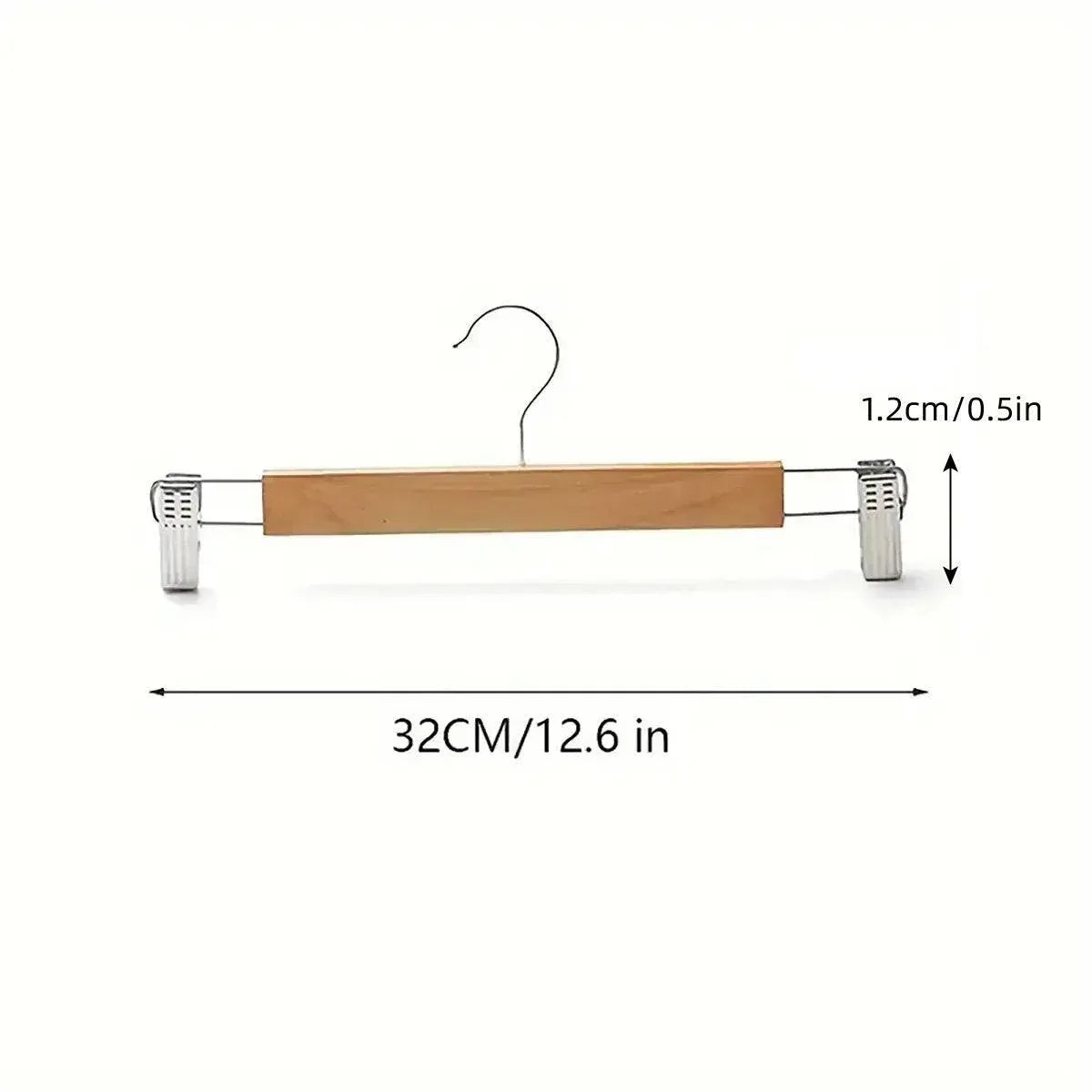10-Piece Wooden Trouser Hanger Set with Adjustable Clips