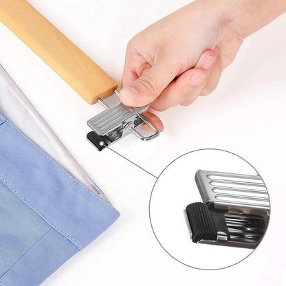 10-Piece Wooden Trouser Hanger Set with Adjustable Clips