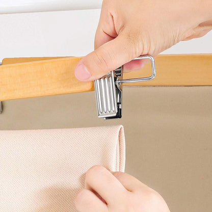 10-Piece Wooden Trouser Hanger Set with Adjustable Clips