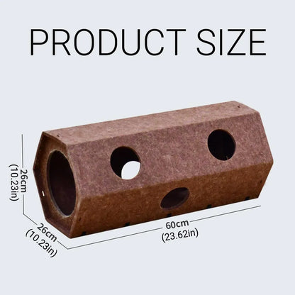 Brown Hexagonal Cat Tunnel 60 x 26 x 26 cm - 1 Piece