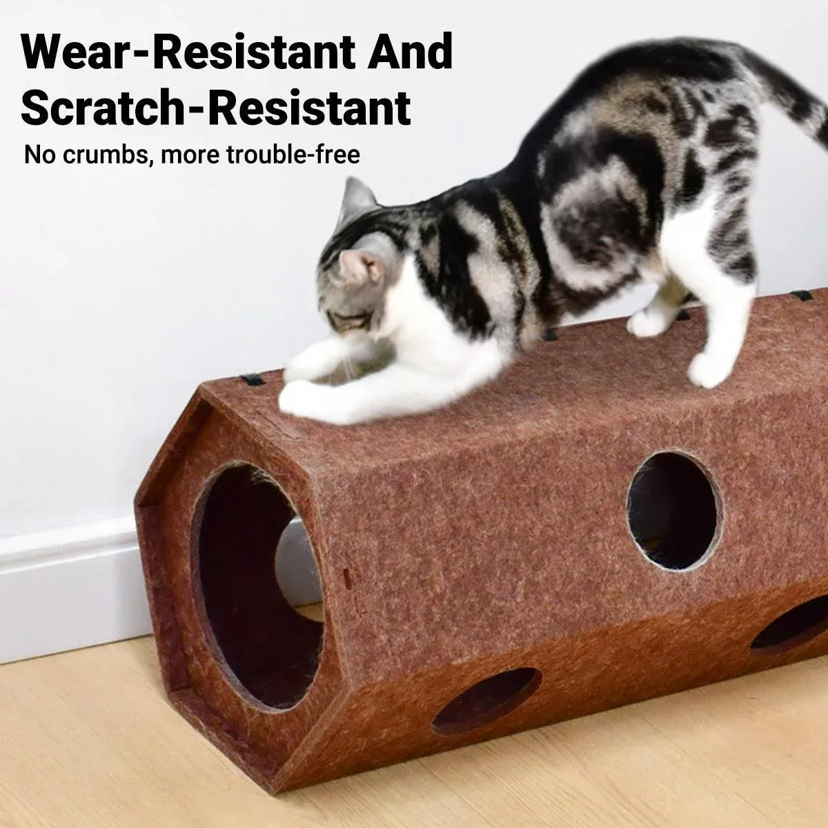 Brown Hexagonal Cat Tunnel 60 x 26 x 26 cm - 1 Piece
