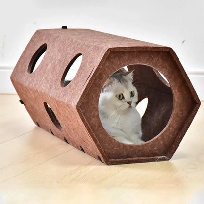 Brown Hexagonal Cat Tunnel 60 x 26 x 26 cm - 1 Piece