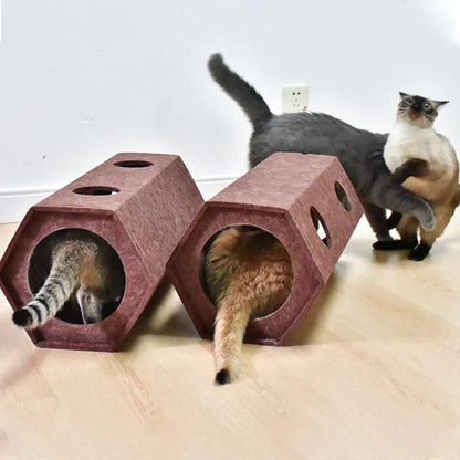 Brown Hexagonal Cat Tunnel 60 x 26 x 26 cm - 1 Piece