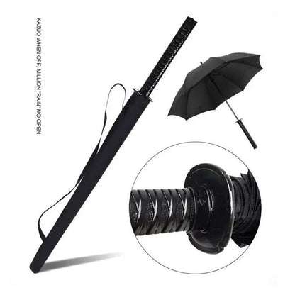 1-Piece Black 24-Rib Sword-Handle Straight Umbrella