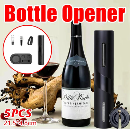 5-Piece Electric Wine Opener Set with Charging Base