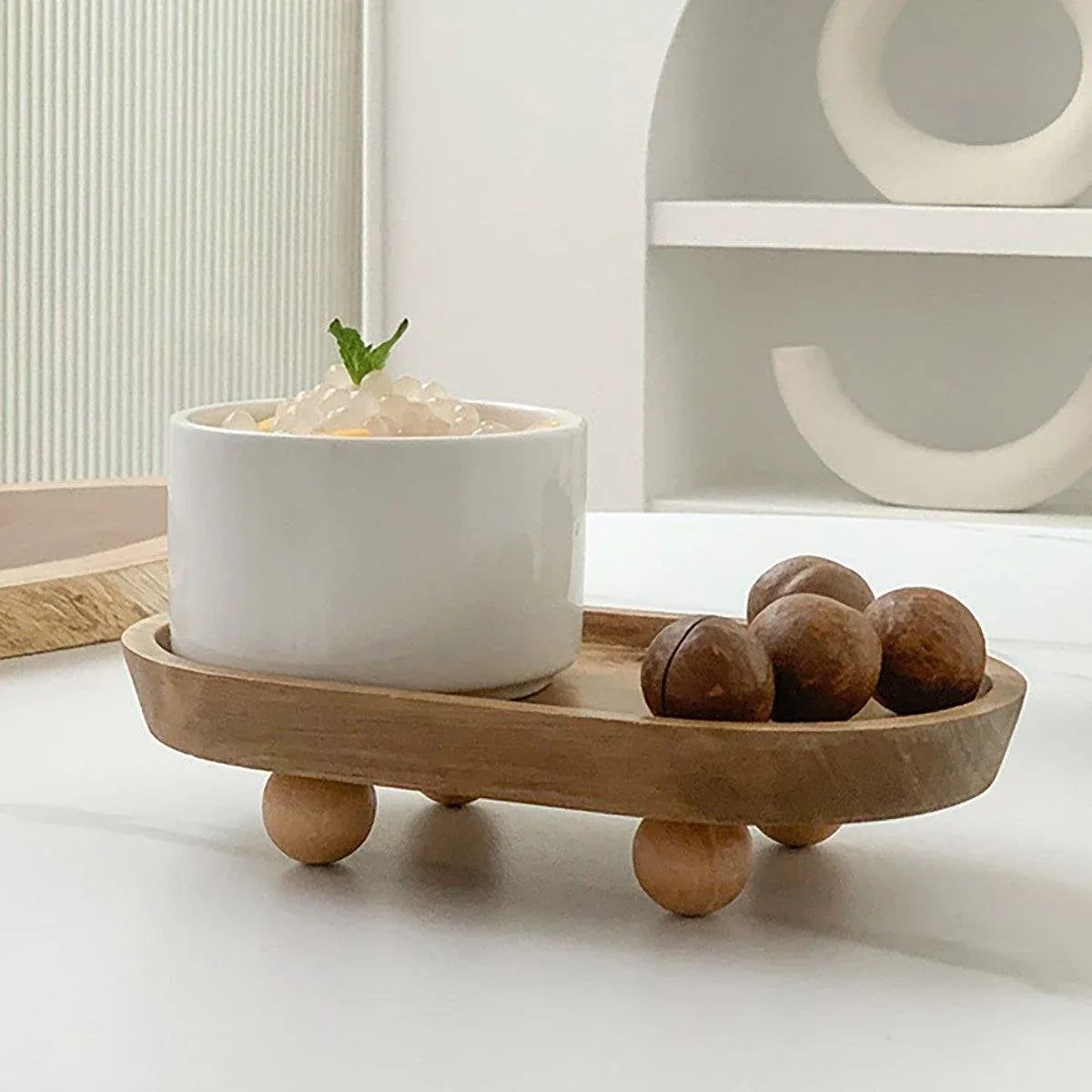 1-Piece Brown Oval Raised Tray