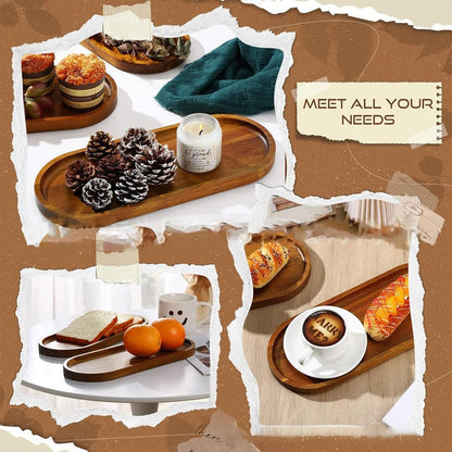 8-Piece Brown Rectangular Serving Tray Set, 29 x 10.5 cm