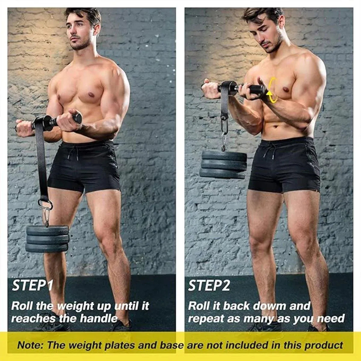 1-Piece Forearm and Wrist Roller Trainer, Black