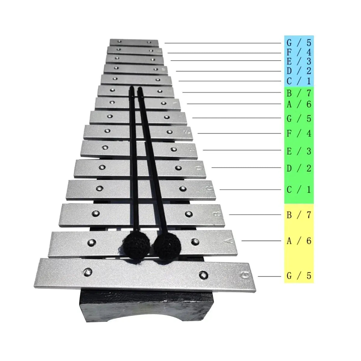 4-Piece 15-Note Glockenspiel Set with Mallets and Carry Bag