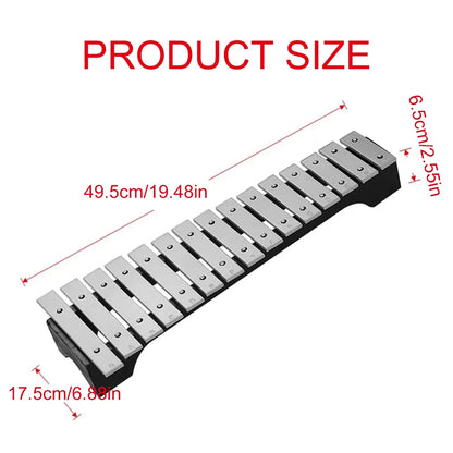 4-Piece 15-Note Glockenspiel Set with Mallets and Carry Bag