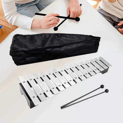 4-Piece 15-Note Glockenspiel Set with Mallets and Carry Bag