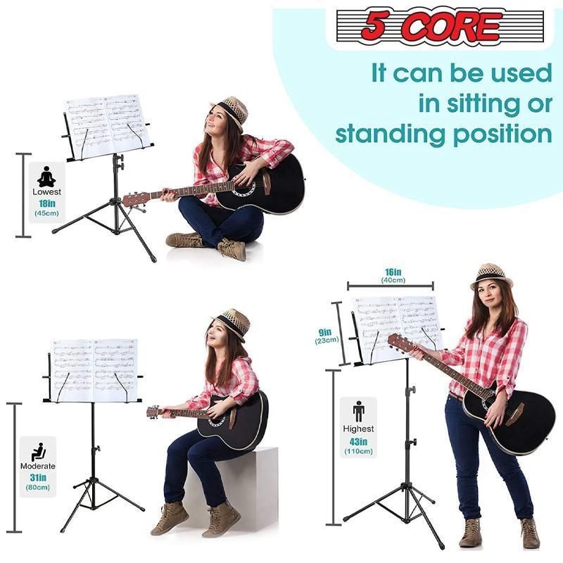 Foldable Sheet Music Stand Tripod with Carry Bag - 1 Pc