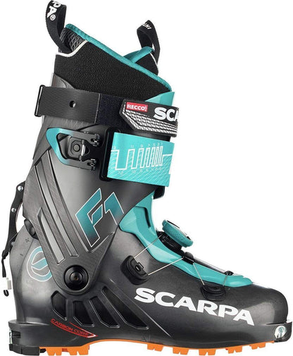 Scarpa Womens F1 Alpine Touring Ski Boots Skiing Snow - Anthacite/Lagoon - 4.5