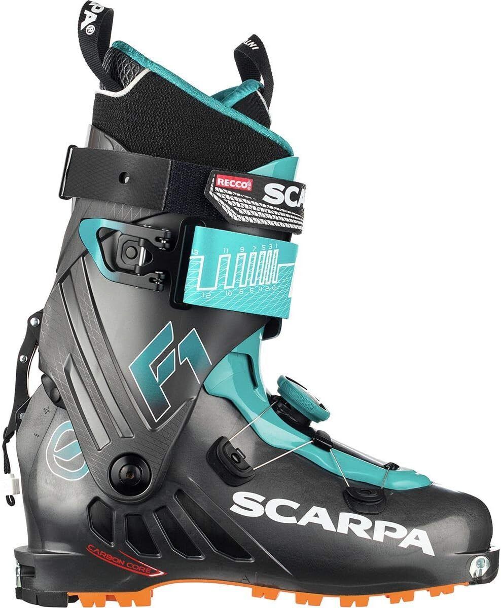 Scarpa Womens F1 Alpine Touring Ski Boots Skiing Snow - Anthacite/Lagoon - 5