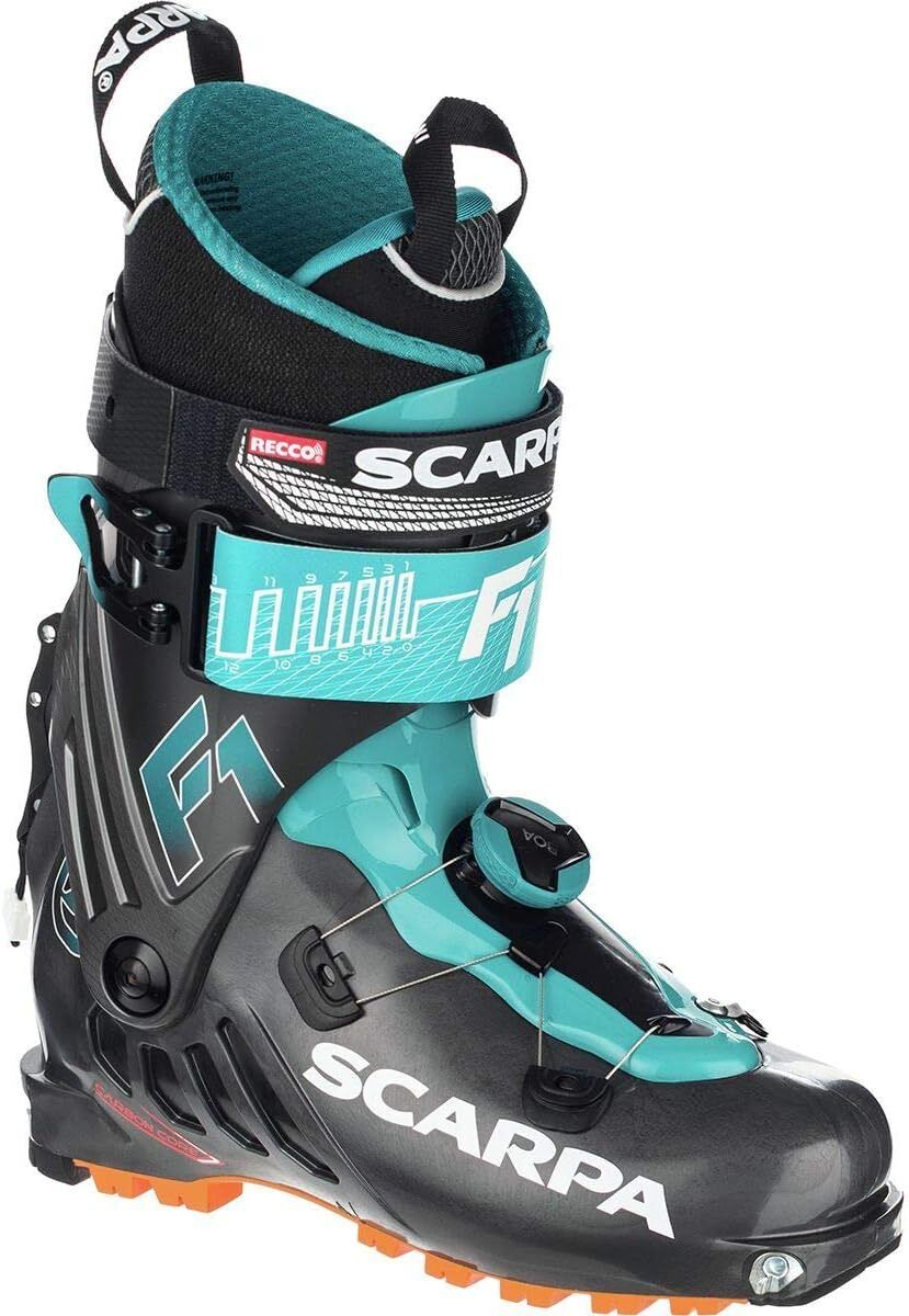 Scarpa Womens F1 Alpine Touring Ski Boots Skiing Snow - Anthacite/Lagoon - 5