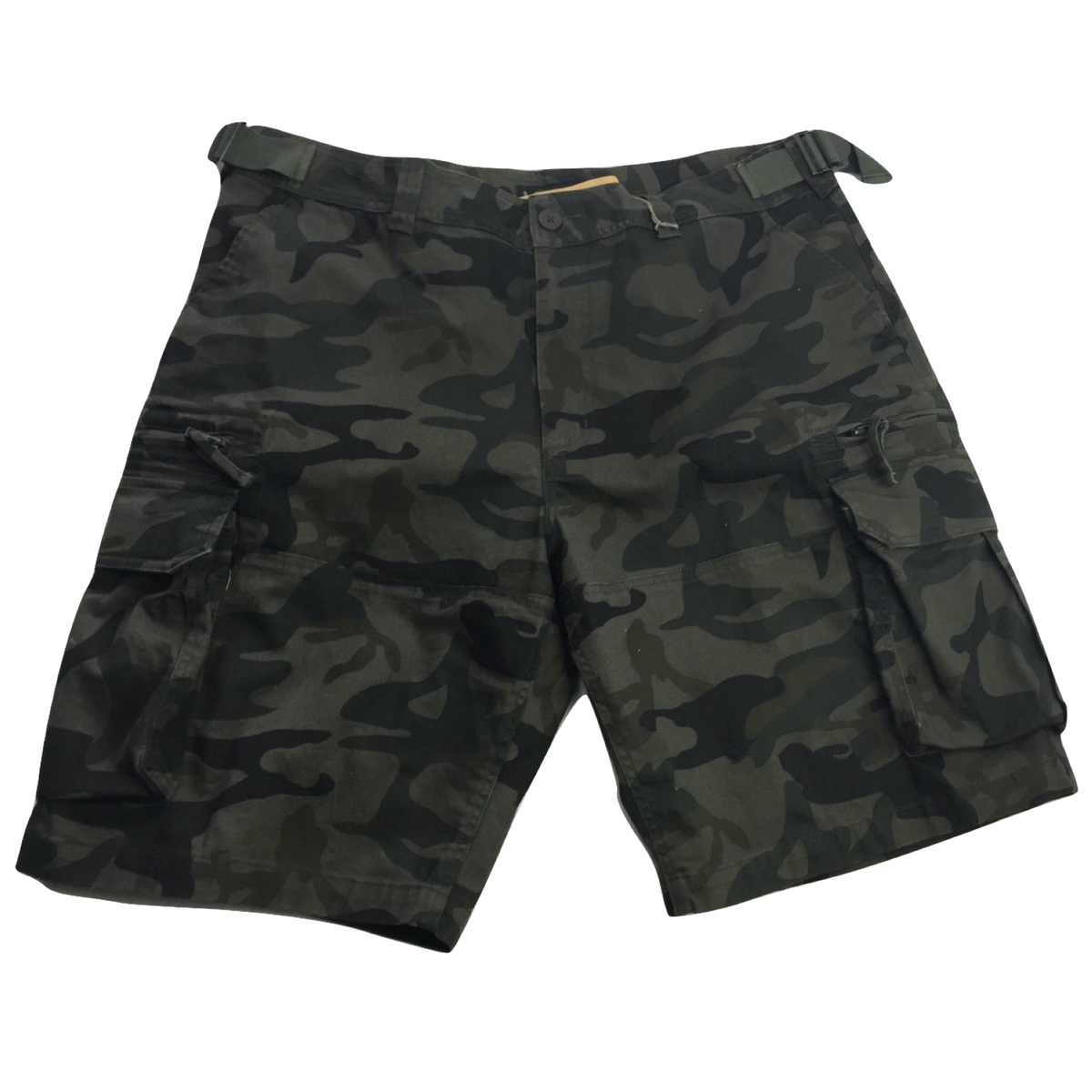 Deluxe Heavy Duty CARGO SHORTS 100% COTTON Drill Summer Work Adjustable - Dark Camouflage - 32""