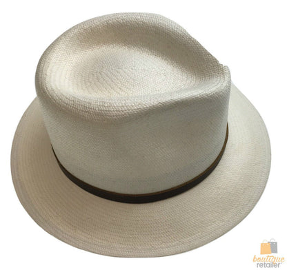 Premium STRAW HAT Panama Trilby Fedora Feather Sun Beach Brim Cap USA Made BR005 - Small (6 3/4"" - 6 7/8"")