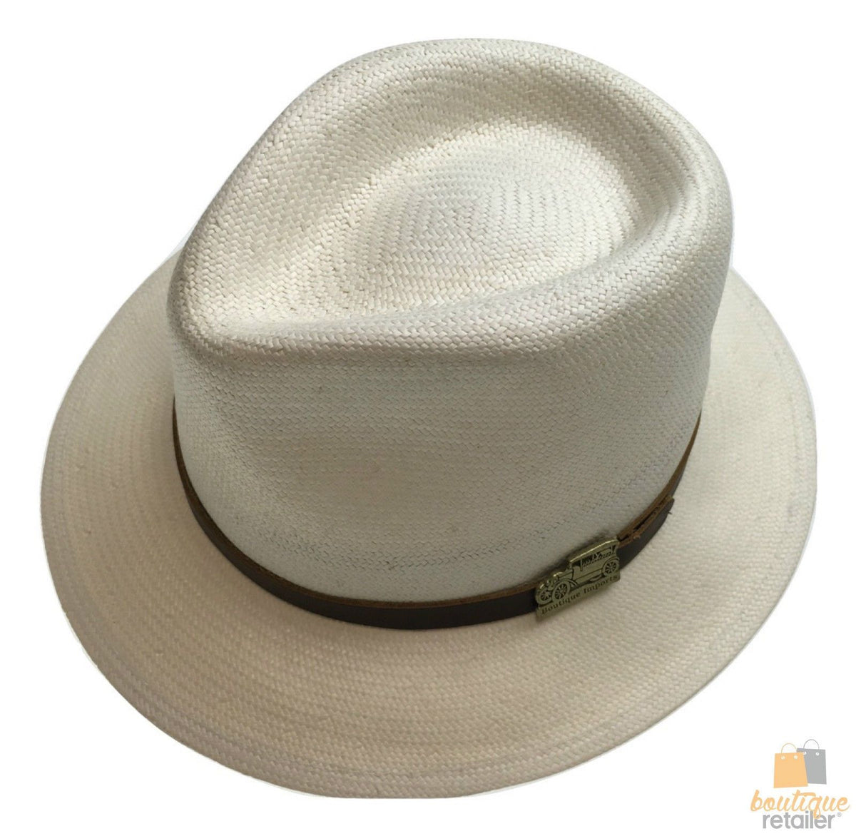 Premium STRAW HAT Panama Trilby Fedora Feather Sun Beach Brim Cap USA Made BR005 - Small (6 3/4"" - 6 7/8"")