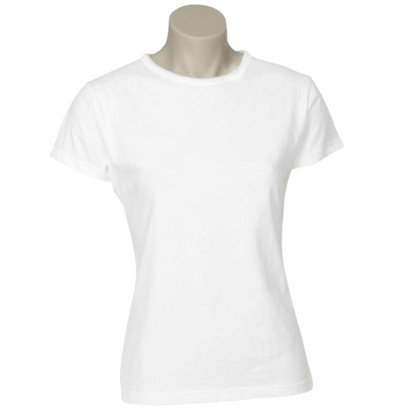 Womens Plain Ladies T SHIRT 100% COTTON Basic Tee Casual Top Size 6-24 T-Shirt - White - 18