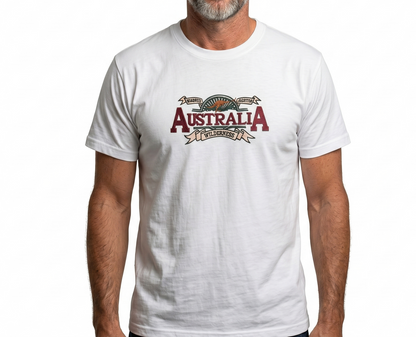 Mens Australia Wilderness T Shirt Souvenir Tee Top 100% Cotton - White