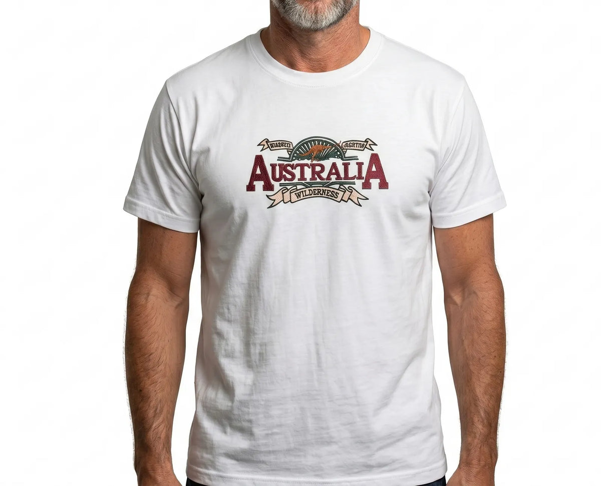 Mens Australia Wilderness T Shirt Souvenir Tee Top 100% Cotton - White
