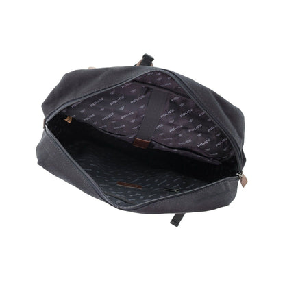 POLICE Messenger Backpack Bag with Laptop Computer Sleeve in Black