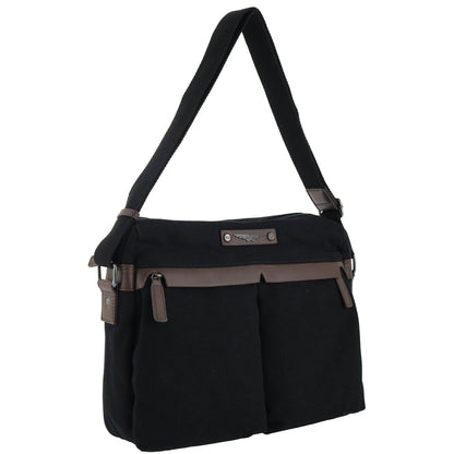 POLICE Wings Canvas Mens Messenger Business Bag w/ Laptop Computer Section in Black