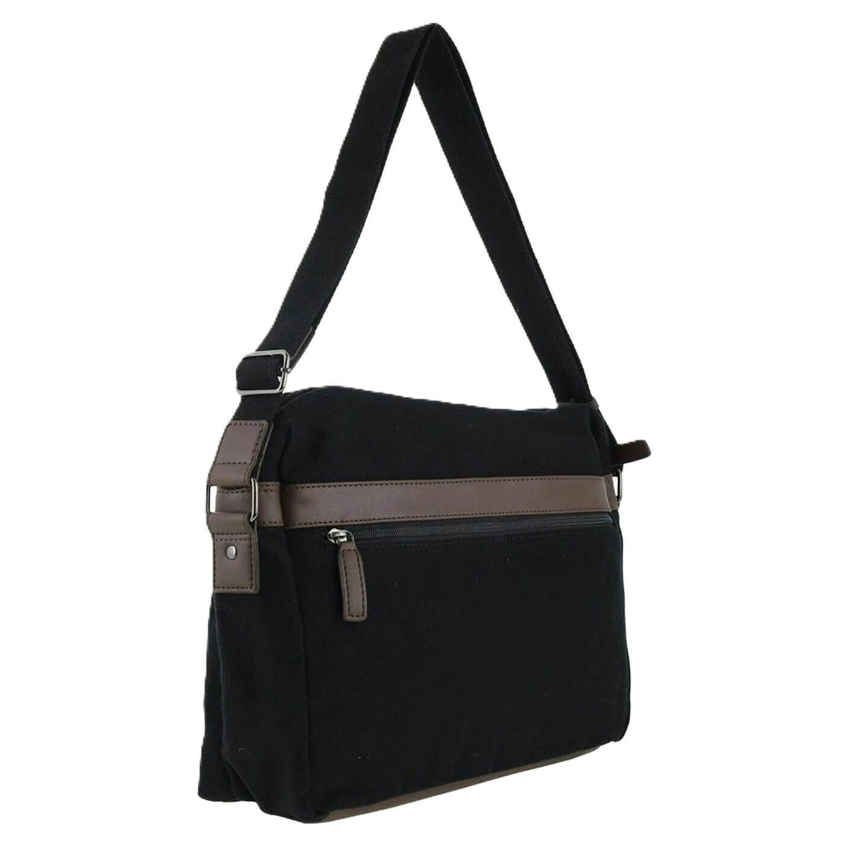 POLICE Wings Canvas Mens Messenger Business Bag w/ Laptop Computer Section in Black