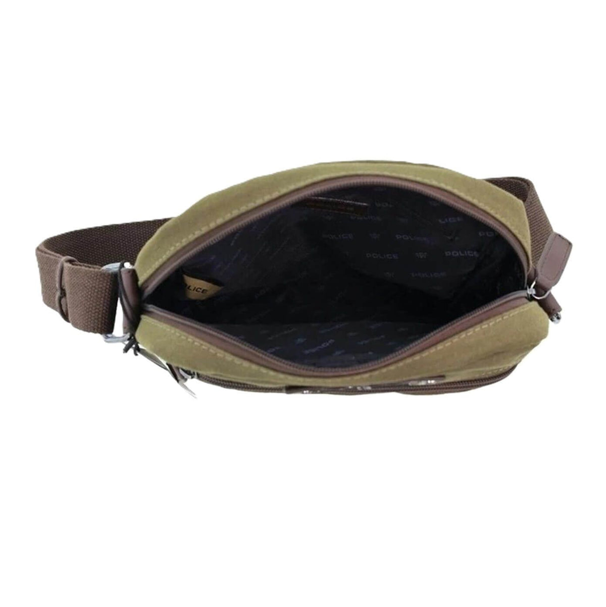 POLICE Wings Canvas Mens Messenger Business Bag w/ Laptop Computer Section in Dark Olive