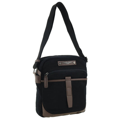 POLICE Wings Mens Canvas Crossbody Bag in Black