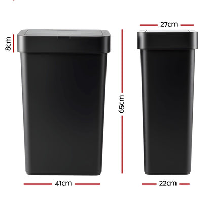 Artiss Rubbish Bin 50L Sensor Kitchen Automatic Motion Plastic Touchless Black