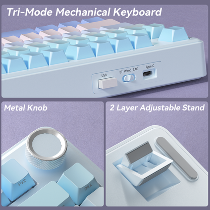 SOLAKAKA A75 75% Gasket Mechanical Keyboard Tri-Mode Hot-Swap Knob