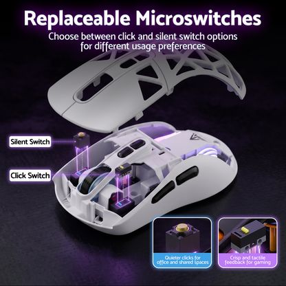 SOLAKAKA SM802 Pro Tri-Mode Gaming Mouse RGB 24000 DPI Hotswap