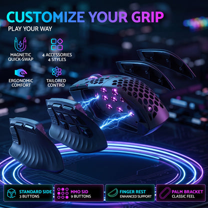 SOLAKAKA Wireless MMO Gaming Mouse 16 Buttons Bluetooth 24000 DPI RGB