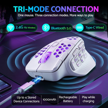 SOLAKAKA Wireless MMO Gaming Mouse 16 Buttons Bluetooth 24000 DPI RGB