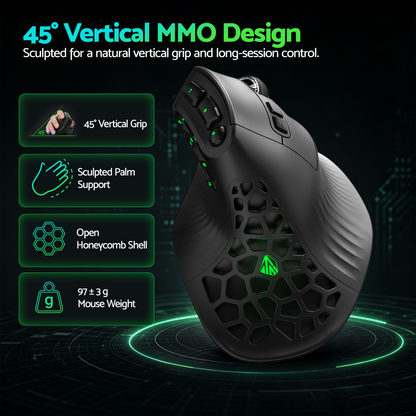 SOLAKAKA E9 Vertical MMO Gaming Mouse Tri-Mode 36000 DPI Ergonomic