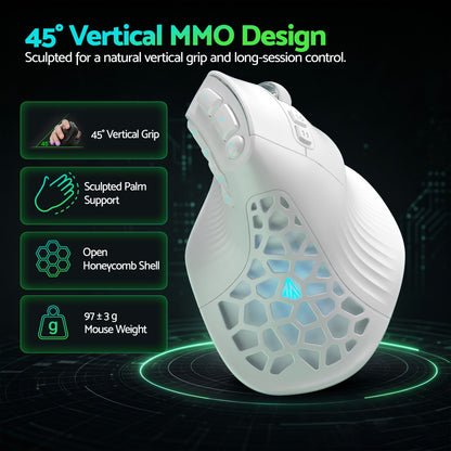 SOLAKAKA E9 Vertical MMO Gaming Mouse Tri-Mode 36000 DPI Ergonomic