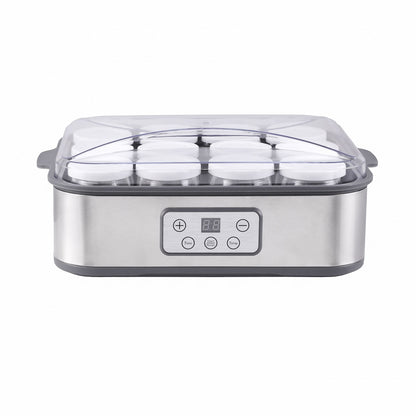 Devanti Yoghurt Maker Machine with 12x180ml Glass Cups Temp Control Grey