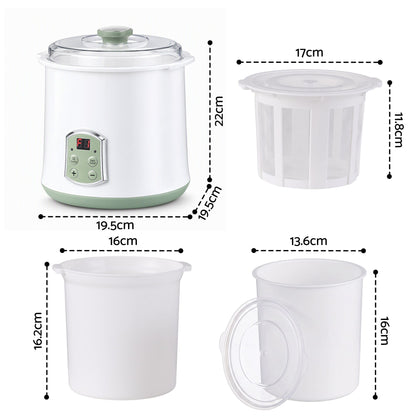 Devanti 2-in-1 Yoghurt Maker and Fermenter 2L with Greek Yoghurt Strainer Soft Cheese Machine