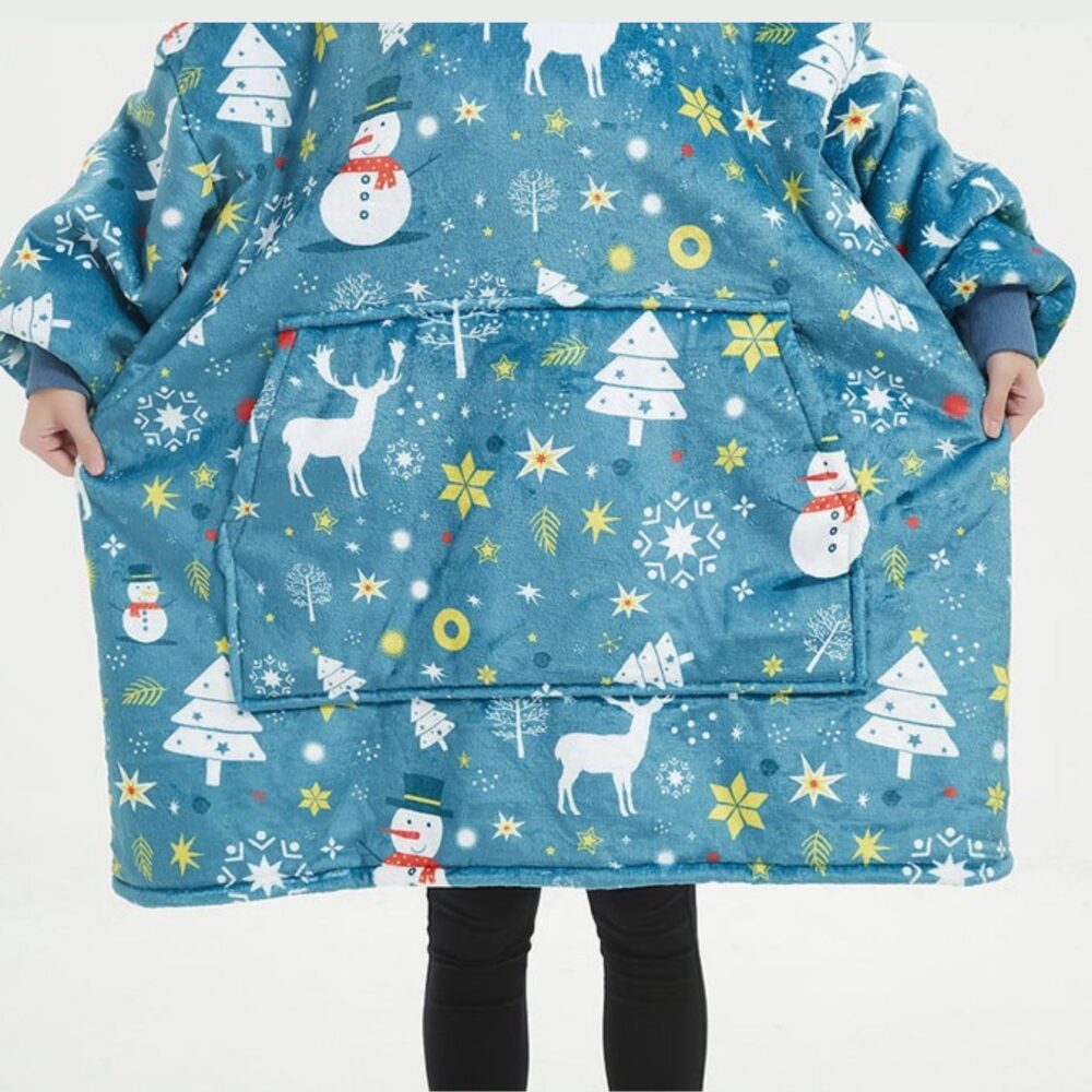 Christmas Blue Sherpa Kids Hoodie