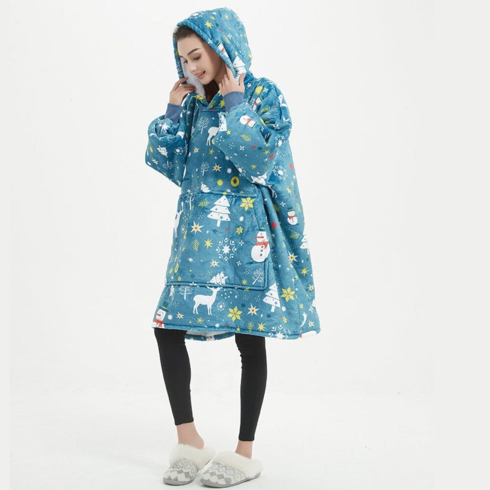 Christmas Blue Sherpa Kids Hoodie