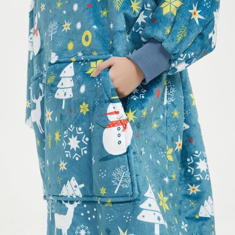 Christmas Blue Sherpa Kids Hoodie