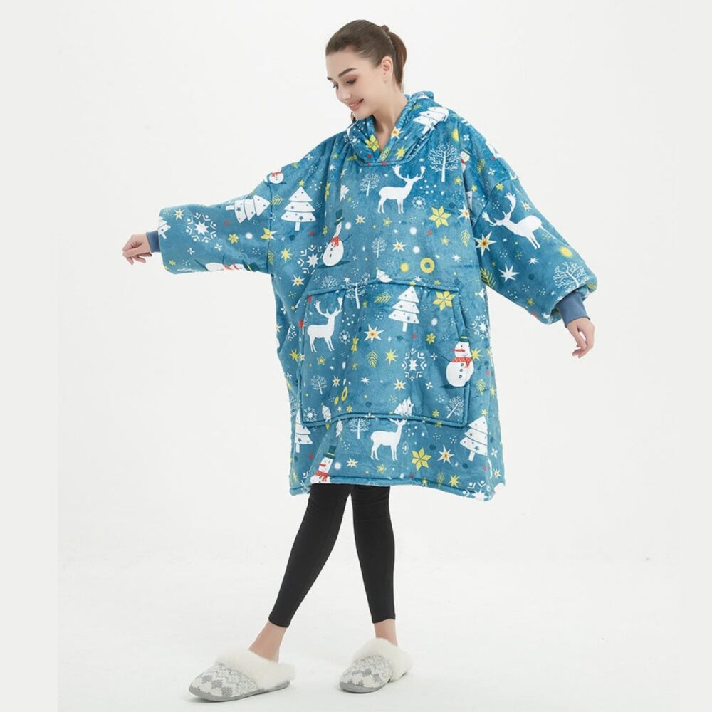 Christmas Blue Sherpa Kids Hoodie