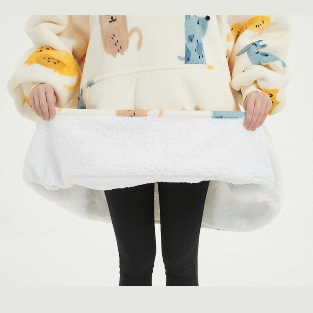 Yellow Dachshund Sherpa kids Hoodie
