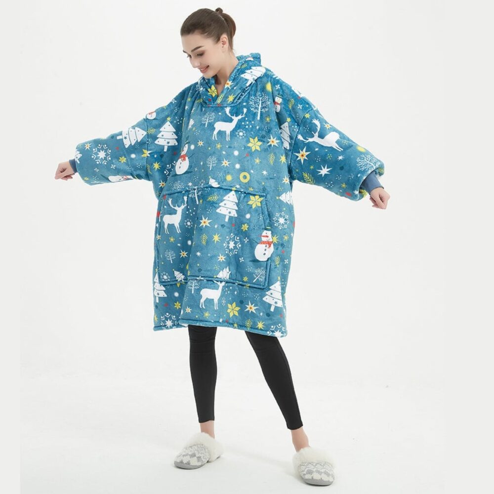 Christmas Blue Sherpa Kids Hoodie
