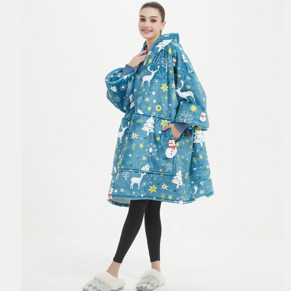 Christmas Blue Sherpa Kids Hoodie