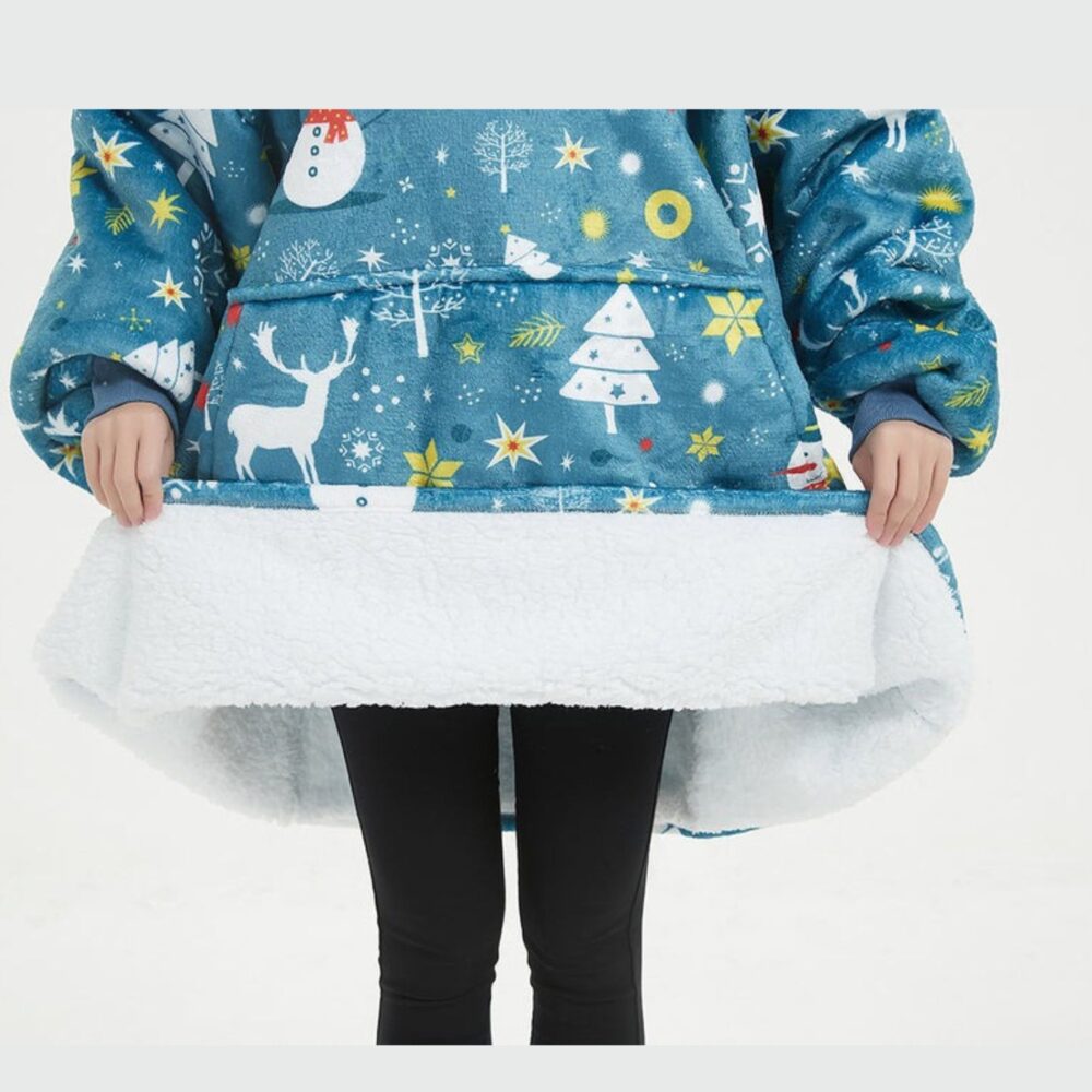 Christmas Blue Sherpa Kids Hoodie